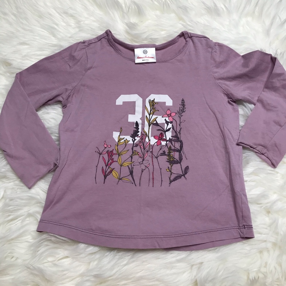 Hanna Andersson purple “36” floral top size 4
